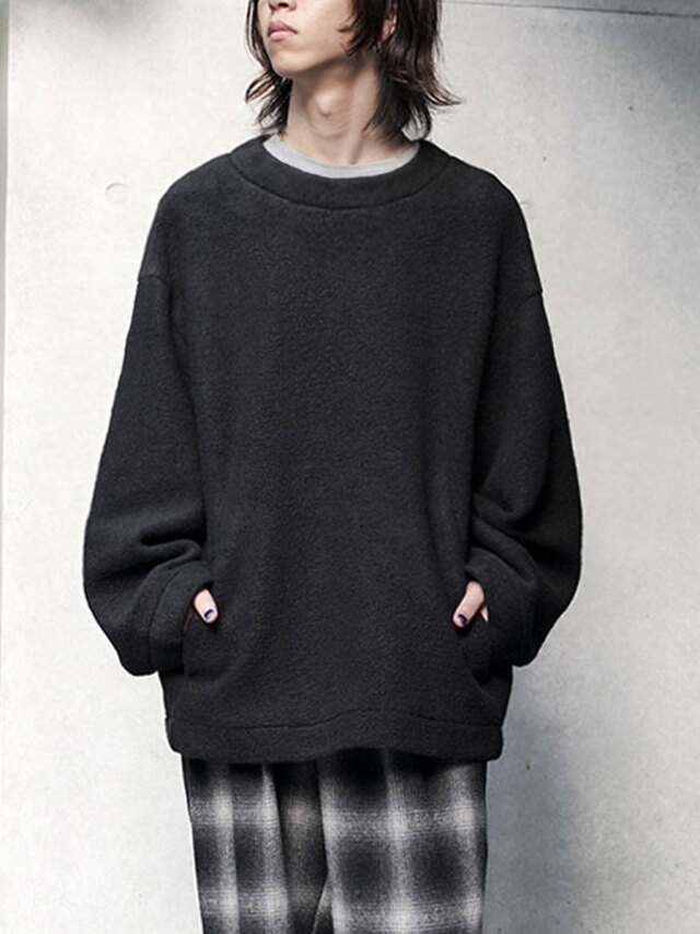 my beautiful landlet "SLIVER WOOL CREW NECK P/O" - BLACK