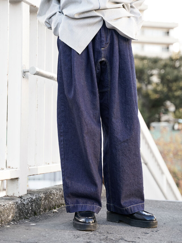 my beautiful landlet "12oz DENIM TUCK WIDE PANTS"