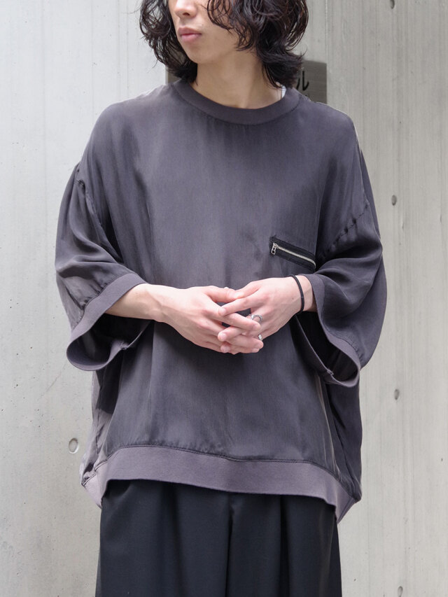 my beautiful landlet "DYED CUPRO TAFFETA BIG T-SHIRT" - CHARCOAL