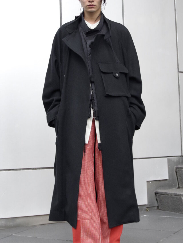 my beautiful landlet "SUPER100'S WOOL MELTON MOTER CYCLE COAT" - BLACK