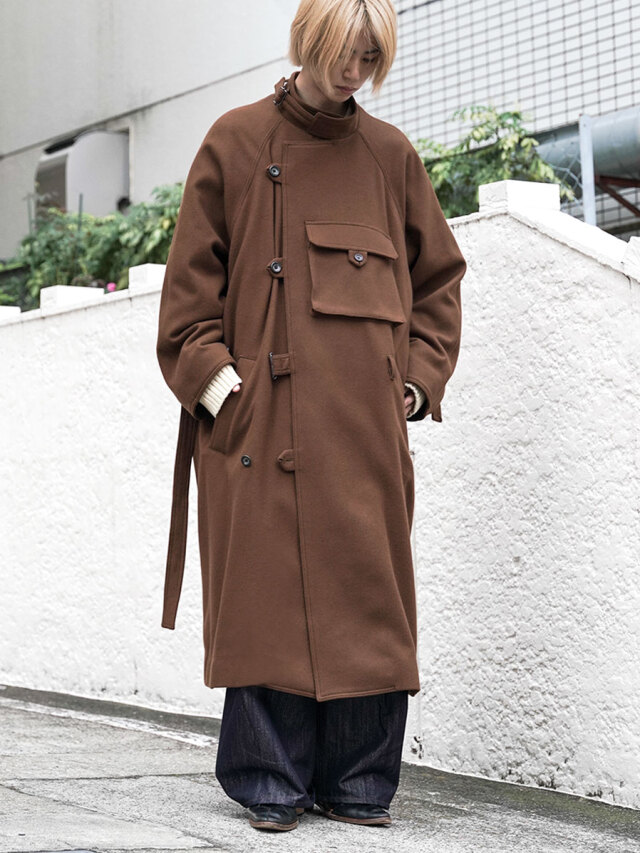 my beautiful landlet "SUPER100'S WOOL MELTON MOTER CYCLE COAT" - BROWN
