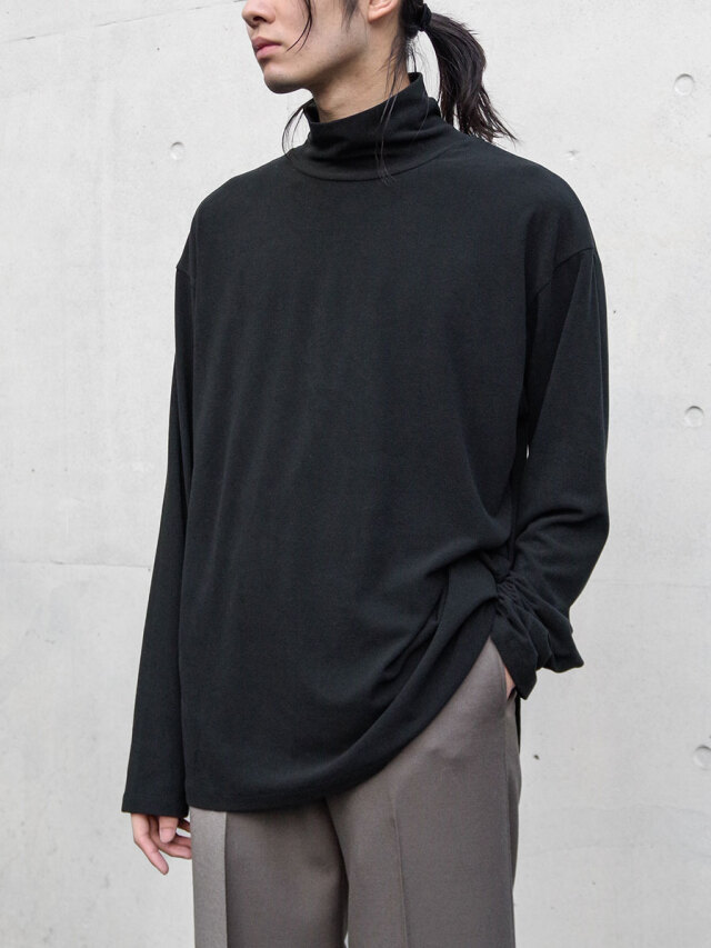 my beautiful landlet "STRETCH SINGLE JERSEY TURTLENECK TOPS" - BLACK