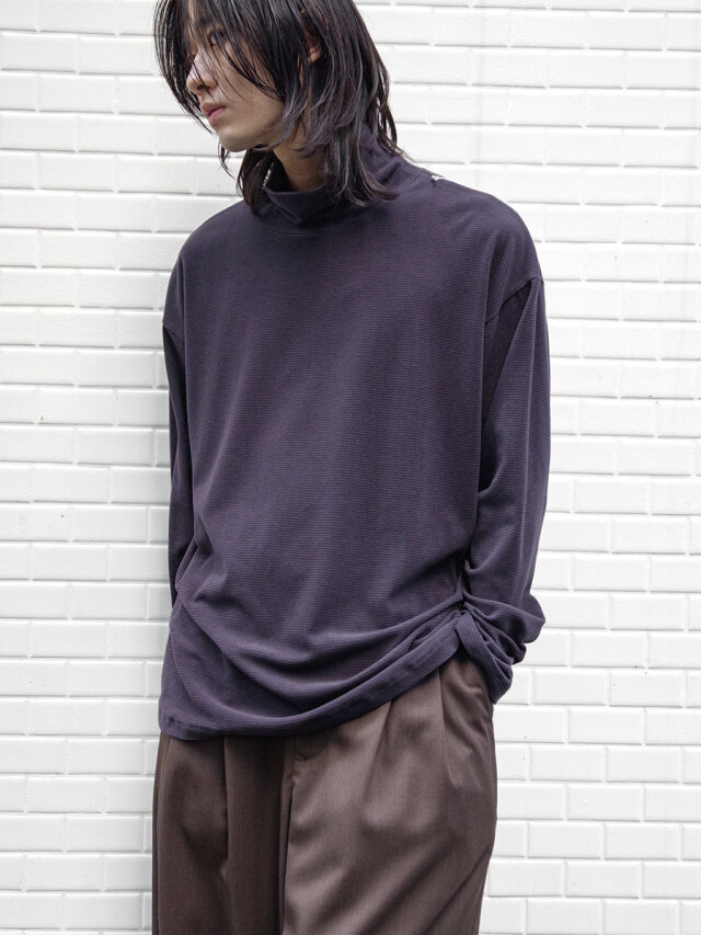 my beautiful landlet "STRETCH SINGLE JERSEY TURTLENECK TOPS" - NAVY