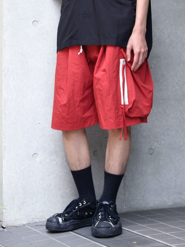 my beautiful landlet "NYLON TAFFETA WIDE SHORT PANTS" - RED