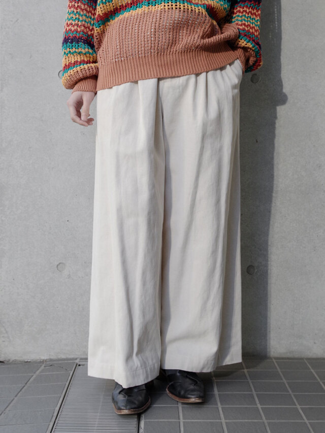 my beautiful landlet "COTTON LINEN TUCK WIDE PANTS" - KINARI