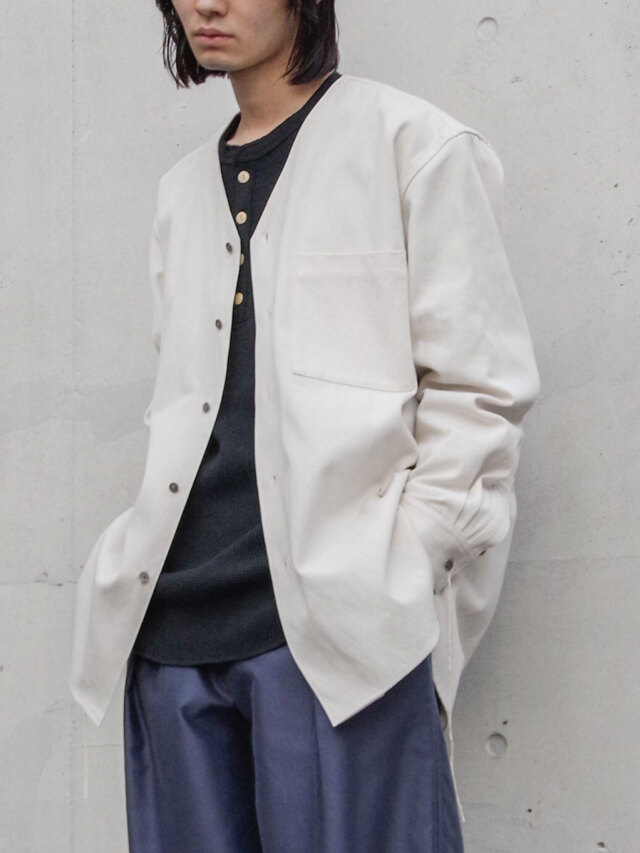 my beautiful landlet "COTTON LINEN V NECK SHIRT" - KINARI