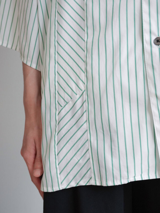 my beautiful landlet(マイビューティフルランドレット) 25SS POPLIN STRIPED SHORT SLEEVE SHIRT メンズ JPN：0 【中古】【ブランド古着バズストア】 2025SS】 my beautiful landlet (マイビューティフルランドレット