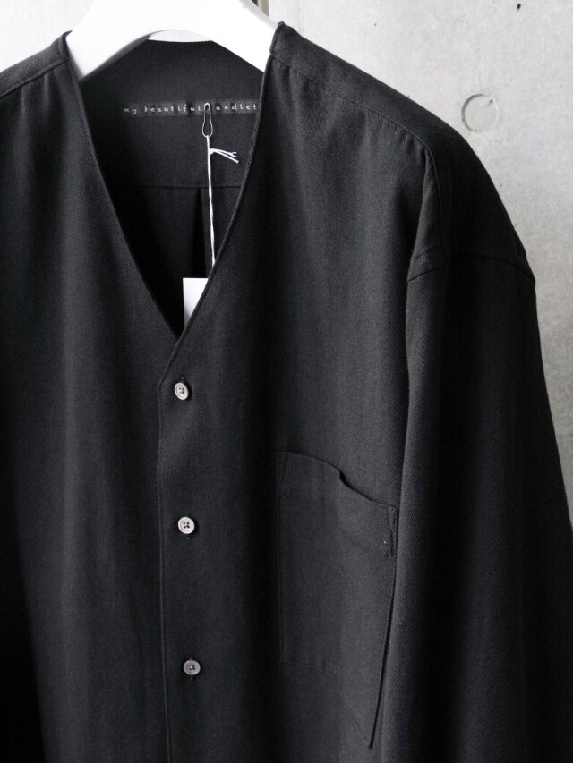 美品 my beautiful landlet ウール コットン 黒 日本製 my beautiful landlet - 【残り一点】ウールリネンシングル