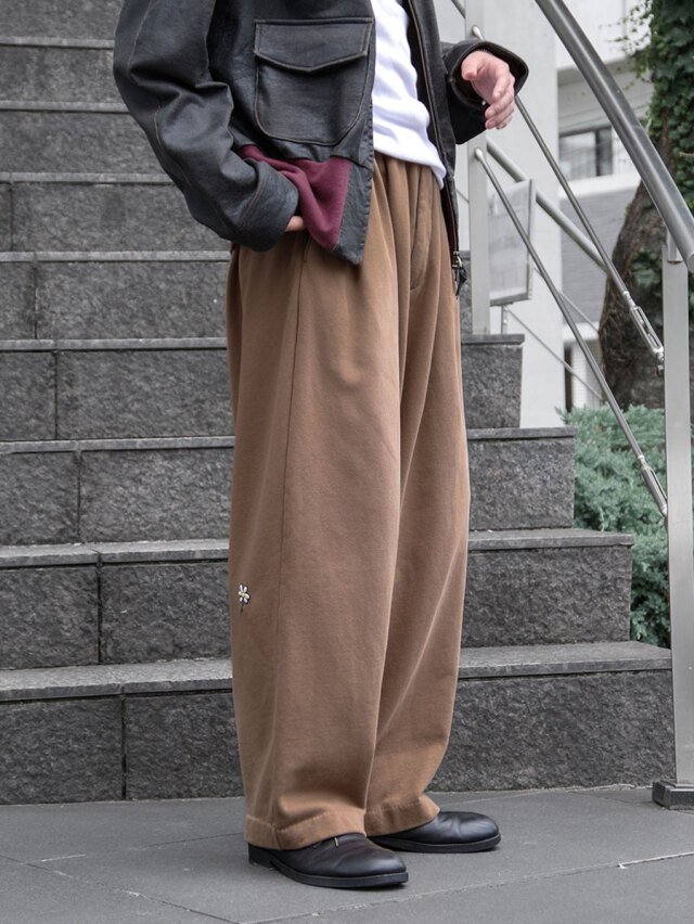my beautiful landlet "DAMAGE SWEAT WIDE PANTS" - BROWN