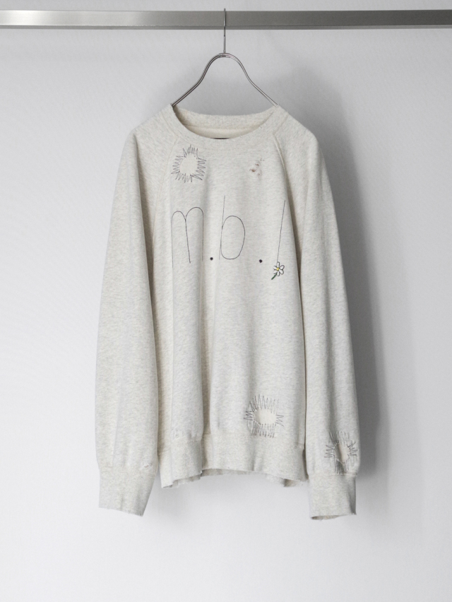 my beautiful landlet "DAMAGE EMBROIDERY SWEATSHIRT" - OATMEAL