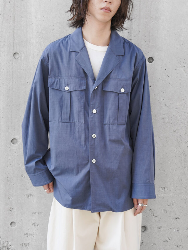 ＜ last.１＞ RAKINES "TRINITY CHAMBRAY - EXPLORER SHIRT L/S" - PRUSSIAN BLUE