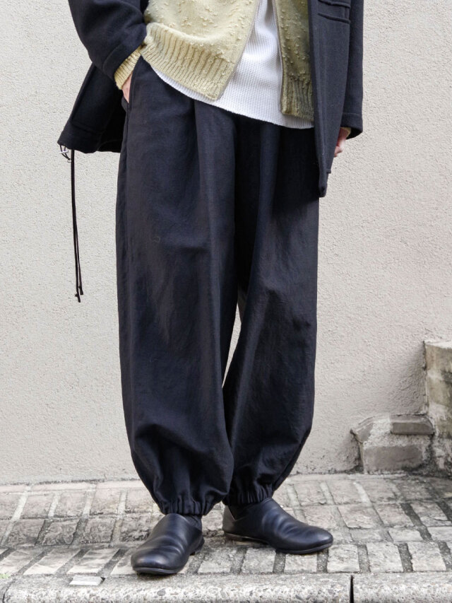 RAKINES "Wool linen washer - Clarence" BALOON PANTS - Sumi Kuro