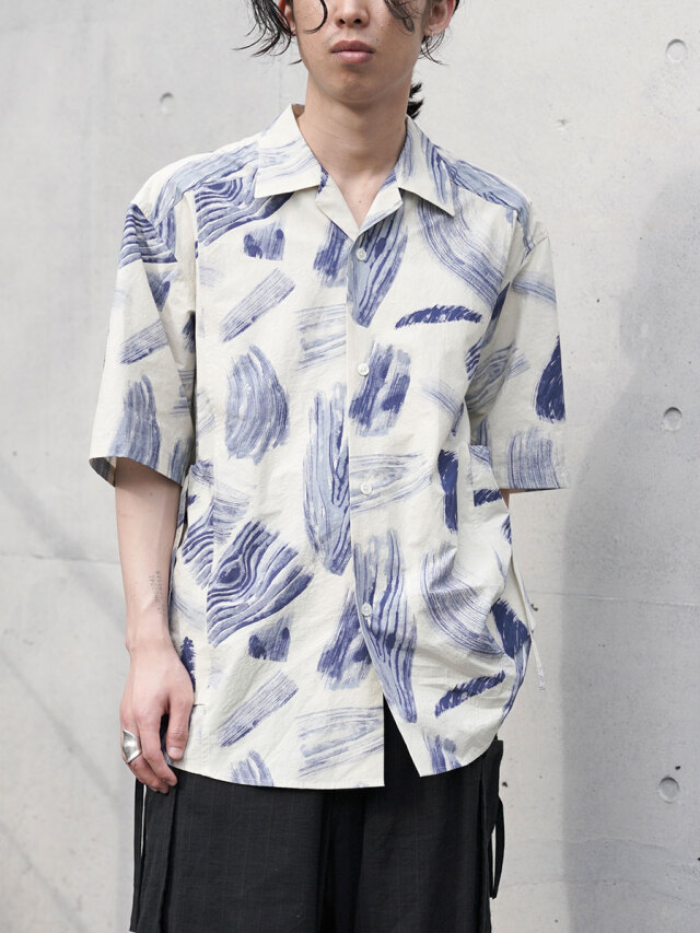 Sasquatchfabrix. "MOKUME STAMP H/S SHIRT" - OFF WHITE