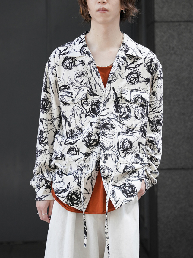 Sasquatchfabrix. "FLOWER SKETCH L/S SAFARI SHIRT"