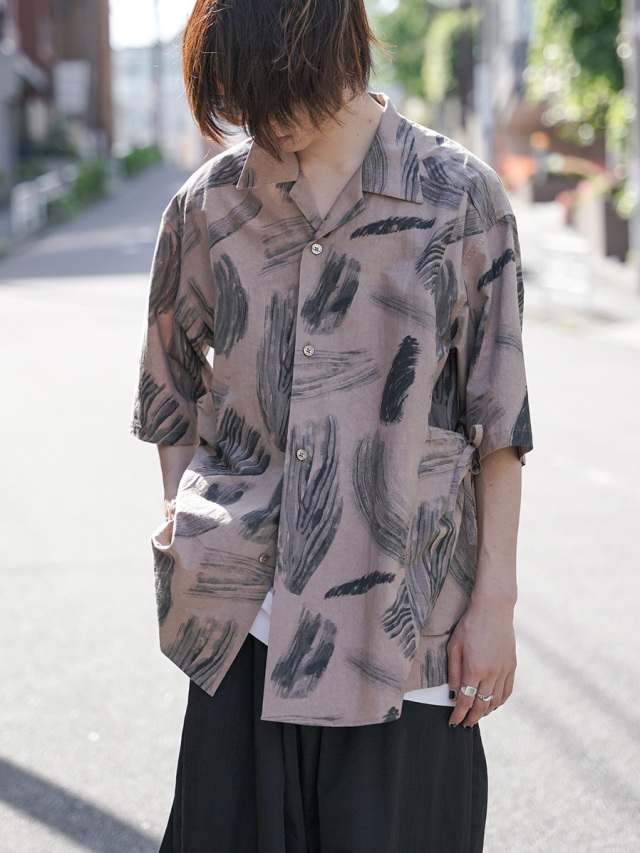 Sasquatchfabrix. "MOKUME STAMP H/S SHIRT" - BROWN