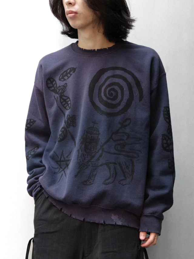 Sasquatchfabrix. "ETHIOPIA PRINT VINTAGE SWEATSHIRT" - NAVY