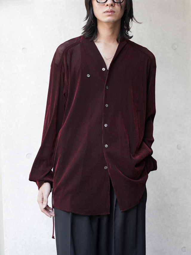 Sasquatchfabrix. "VELVET MESH WA-NECK SHIRT" - BORDEAUX