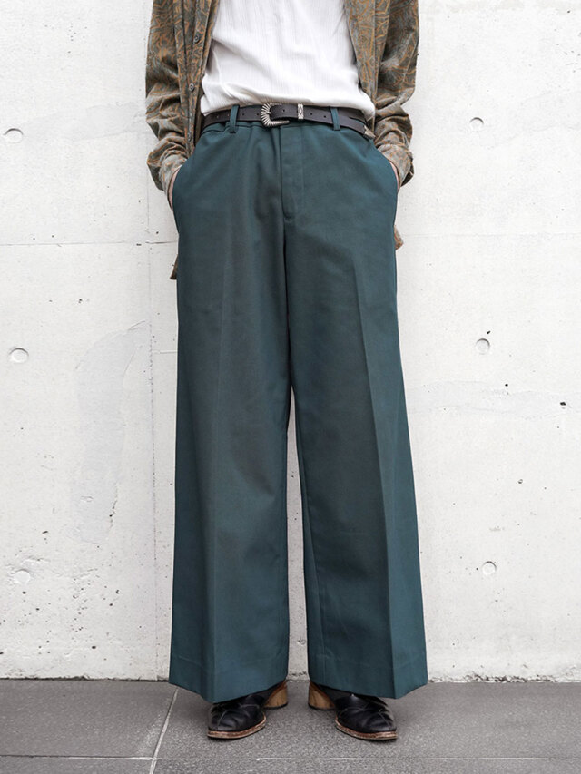 Sasquatchfabrix. "FLARE SILHOUETTE SLACKS" - BLUE GREEN