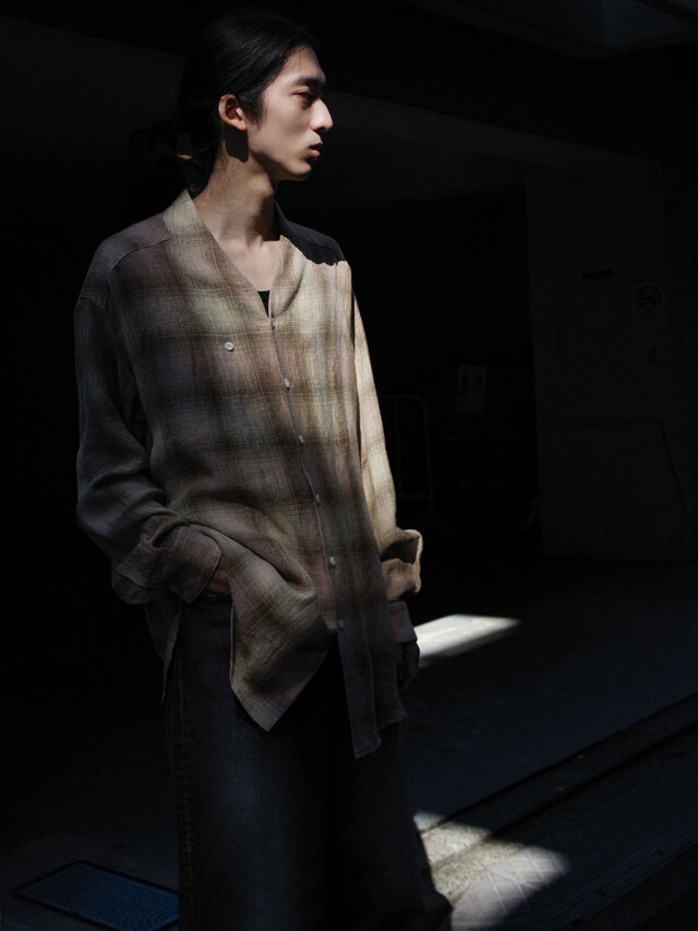 Sasquatchfabrix. 板染 チェック ロングスリーブ M SALE】Sasquatchfabrix. (サスクワァッチファブリックス)