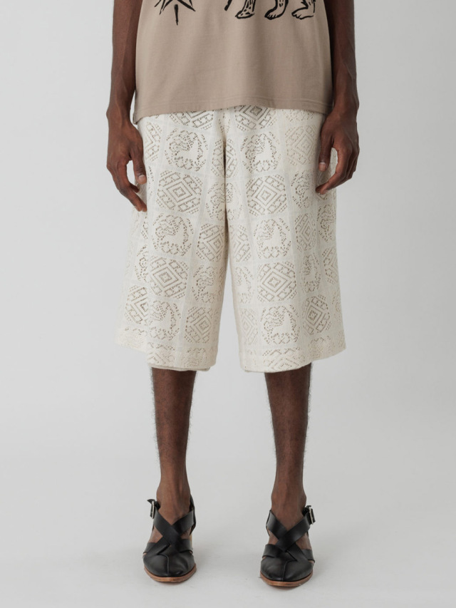 Sasquatchfabrix. "JAH LION LACE REVERSIBLE SHORTS" - NATURAL×NATURAL