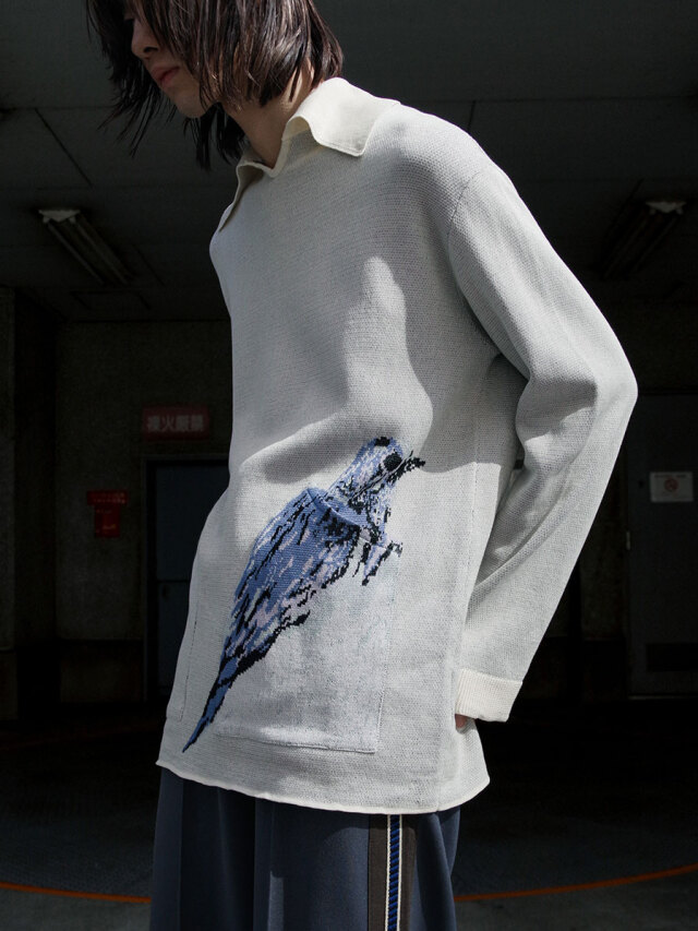 SHINYAKOZUKA "NEST" - MALE (LIGHT GRAY×BLUE)