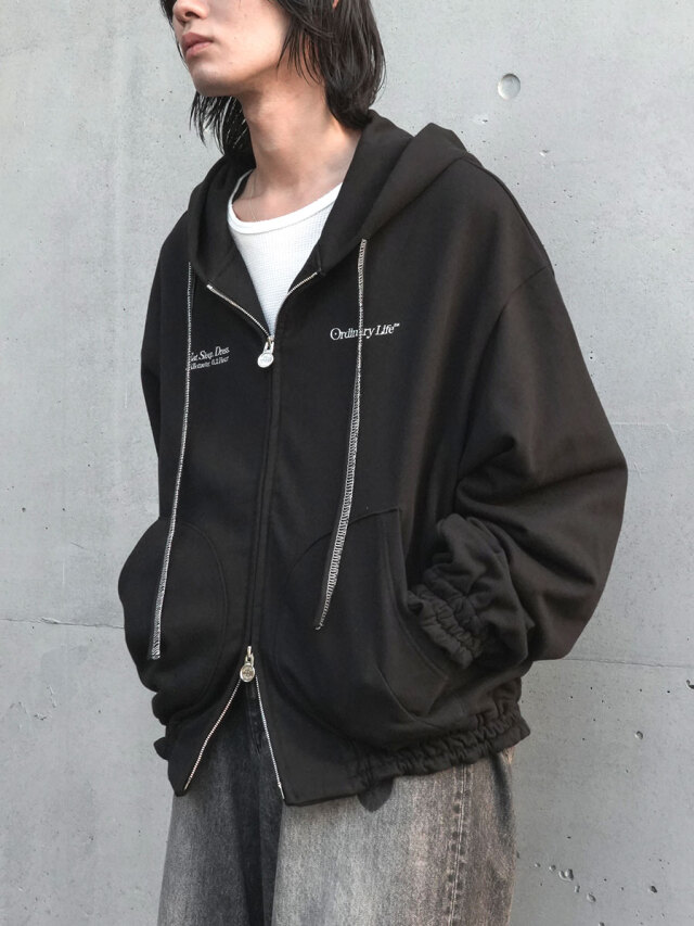 SHINYAKOZUKA "ORDINARY OLD STYLE ZIP HOODIE(ISSUE#7)" - BLACK
