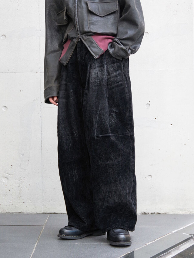 SHINYAKOZUKA "city baggy(ISSUE#9) velvet" - night black