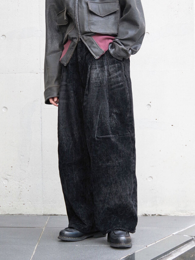 SHINYAKOZUKA "city baggy(ISSUE#9) velvet" - night black