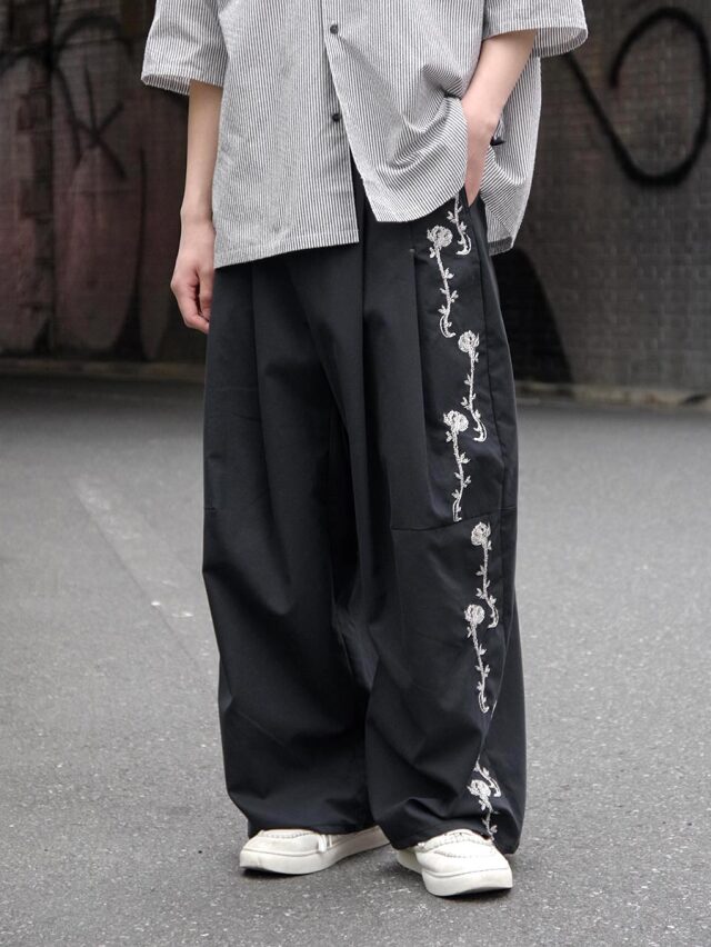 SHINYAKOZUKA "Hi, BAGGY WITH EMBROIDERY(ISSUE#8)" - SILENT BLACK