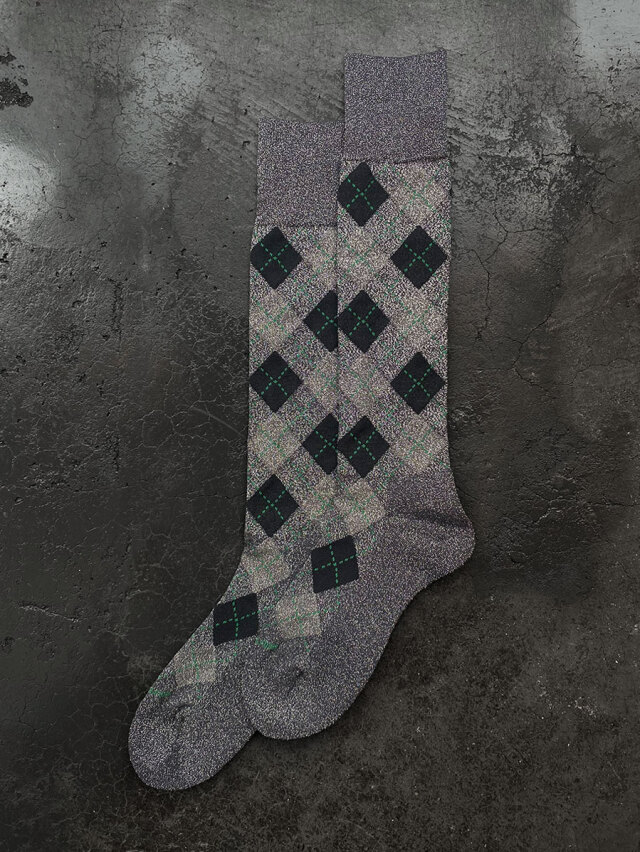 BED J.W. FORD "Argyle Glitter Long Socks" - Gray