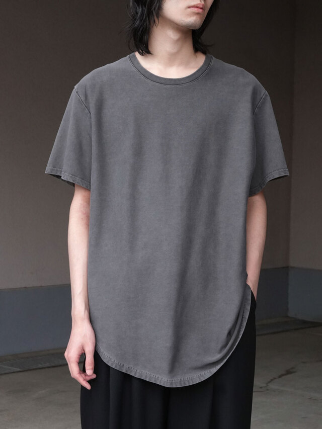 soe "Over Dye Round Hem Tall Tee" - FADED BLACK