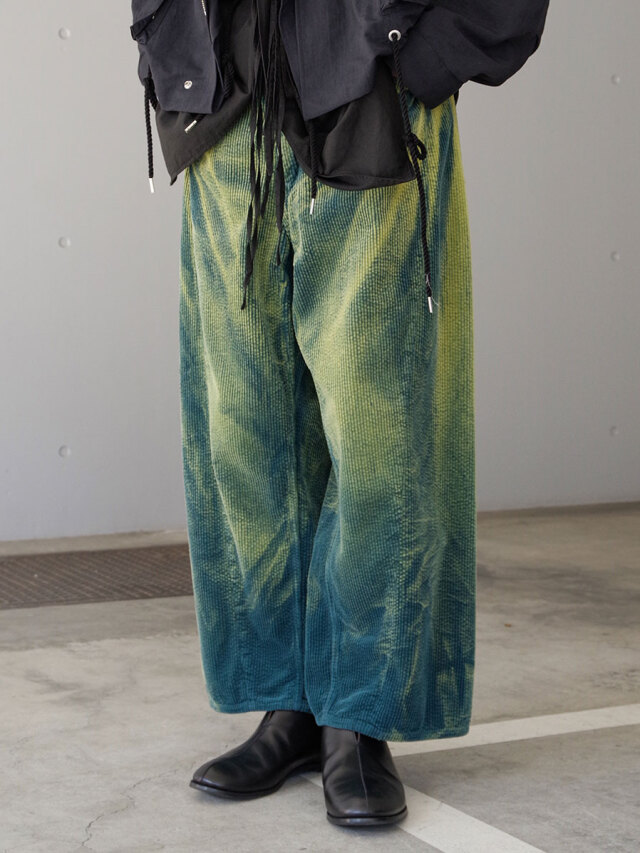 soe "Hard Bleached Corduroy Trousers" - BLUE GREEN