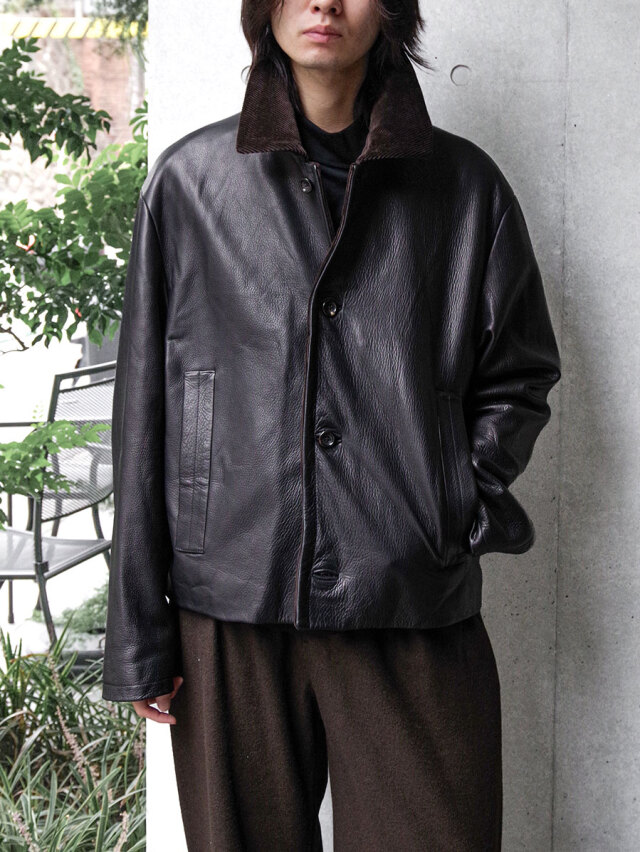 soe "Leather Car Jacket" - BLACK/BROWN