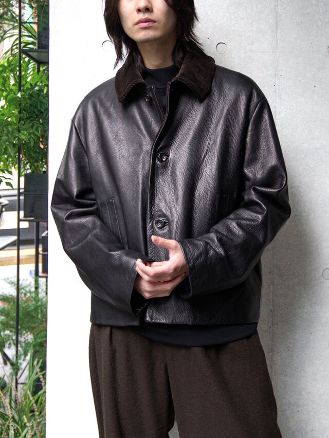 soe "Leather Car Jacket" - BLACK/BROWN