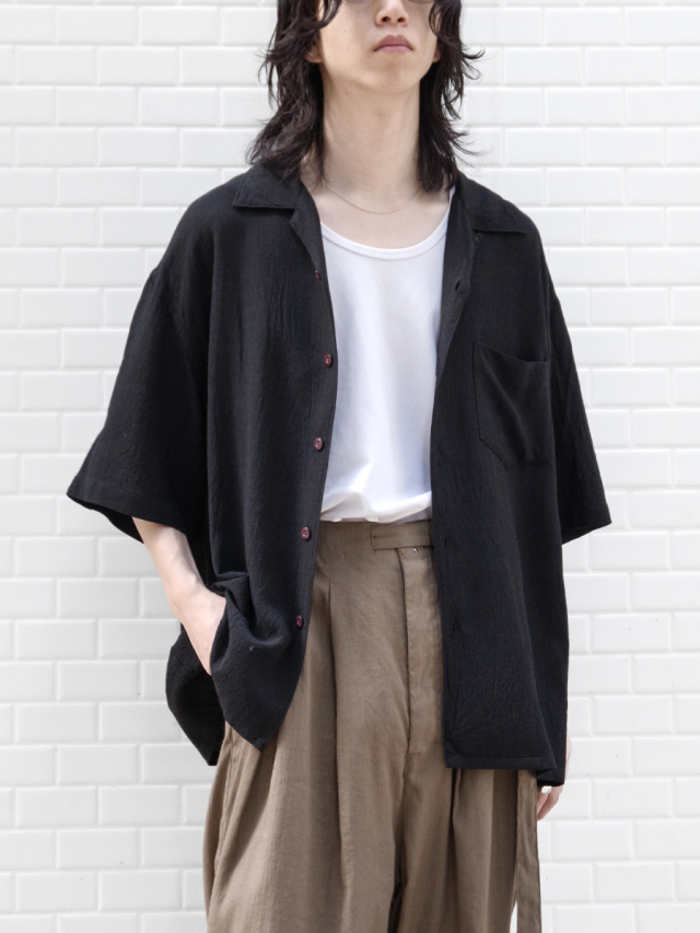 soe "H/S Opencollar Shirt" - BLACK