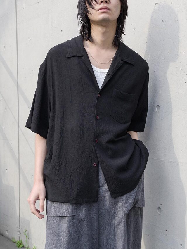 soe "H/S Opencollar Shirt" - BLACK
