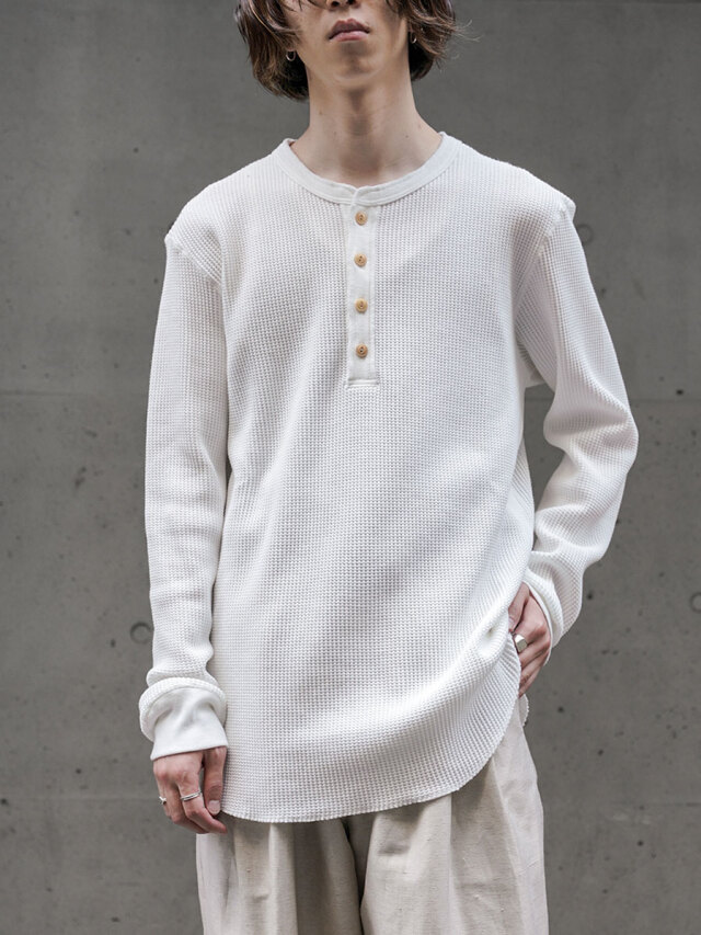 Urig "4B HENRYNECK WAFFLE LS" - WHITE