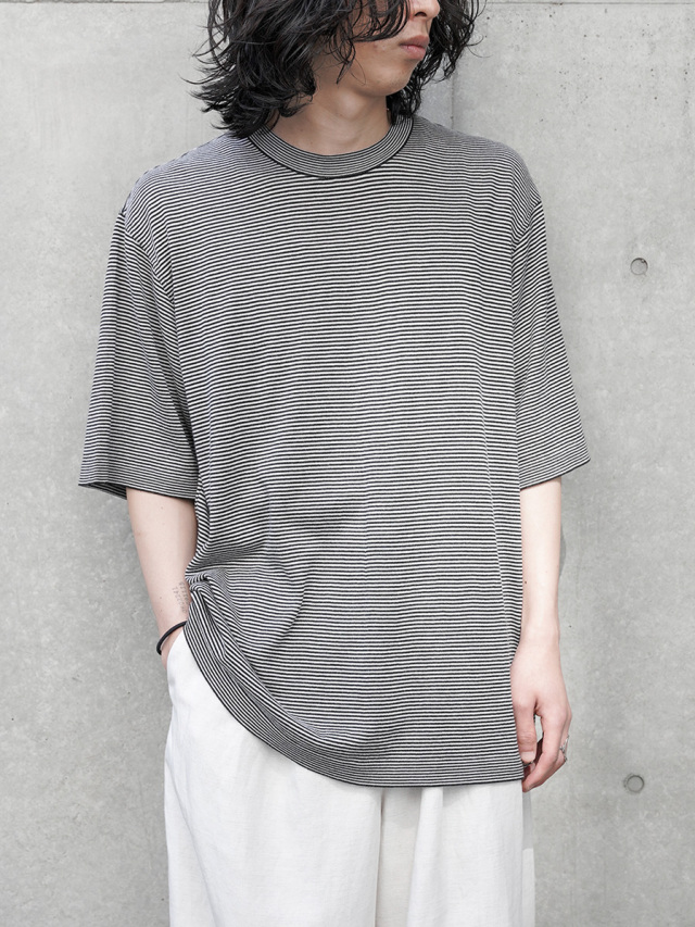 URU "SHORT SLEEVE KNIT" - ECRU×BLACK