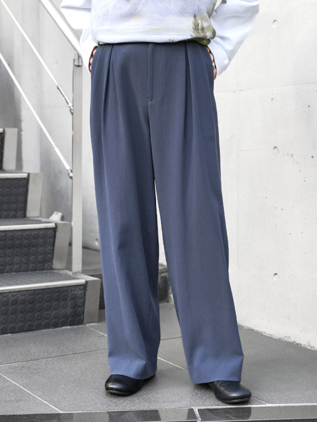 URU "HARD TWIST COTTON INVERTED PLEATS PANTS" - B.GRAY