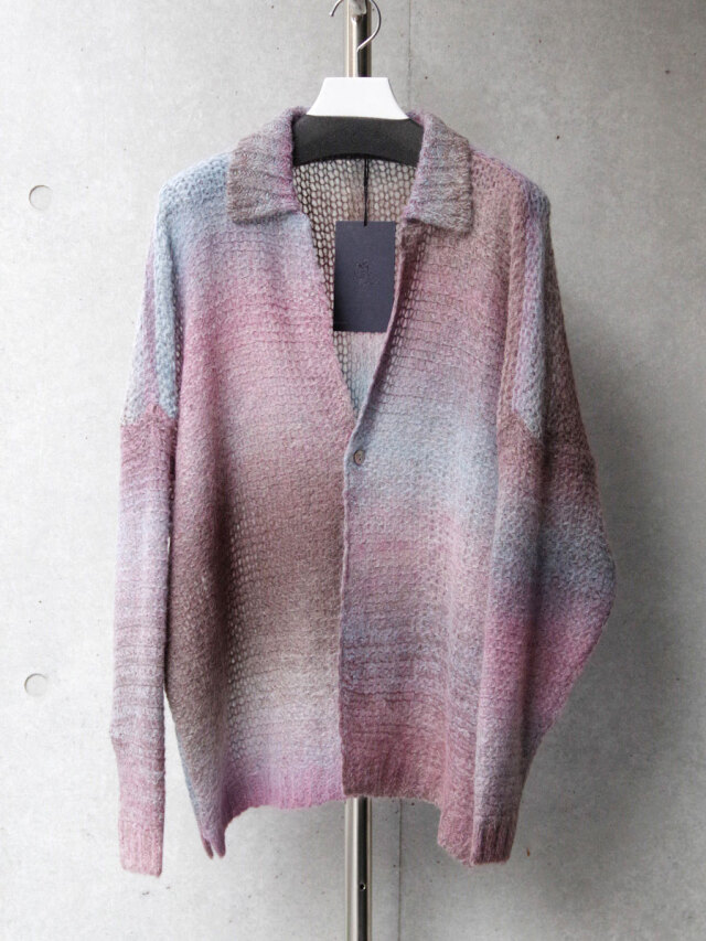 URU "KNIT CARDIGAN" - GRAY×PINK