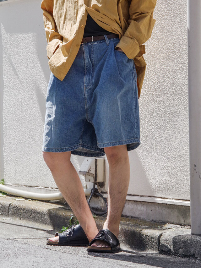 ハーフ・ショートパンツ IONSEOUL DYEING OVER DENIM SHORTS CHILLIN' デニムショーツ ペインターショーツ ハーフパンツ