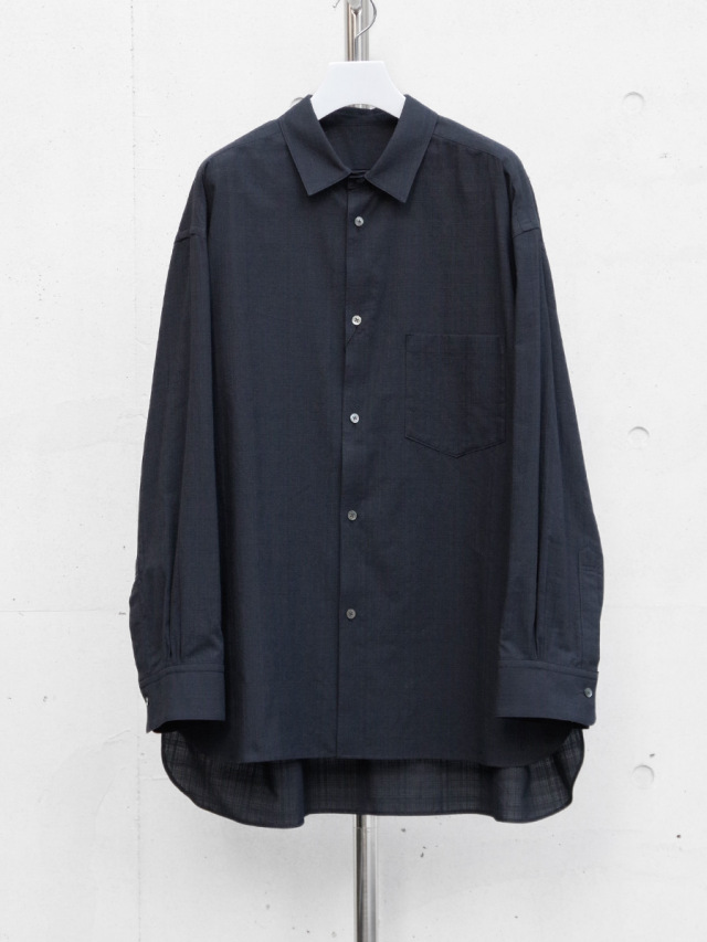 URU "COTTON CHECK - REGULAR COLLAR L/S SHIRTS" - D.NAVY