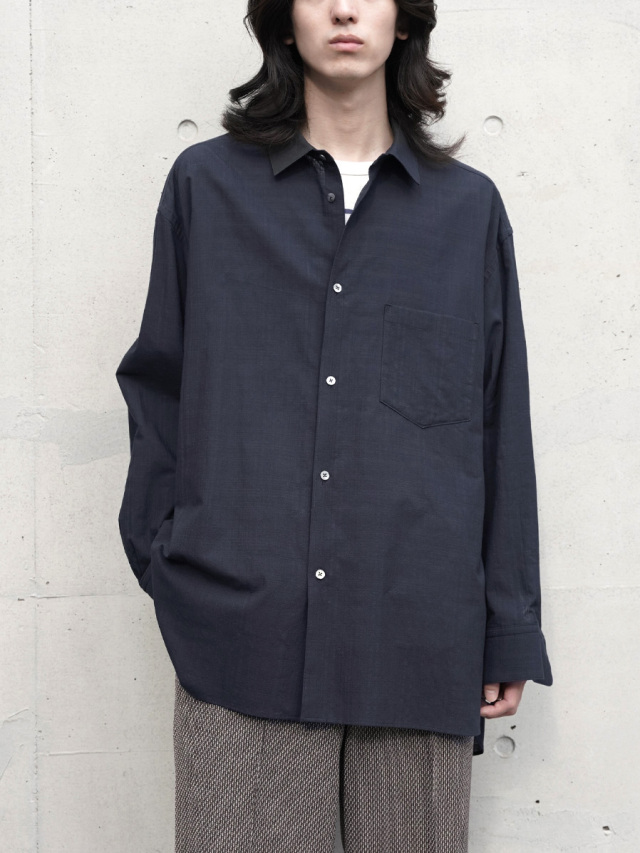 URU "COTTON CHECK - REGULAR COLLAR L/S SHIRTS" - D.NAVY