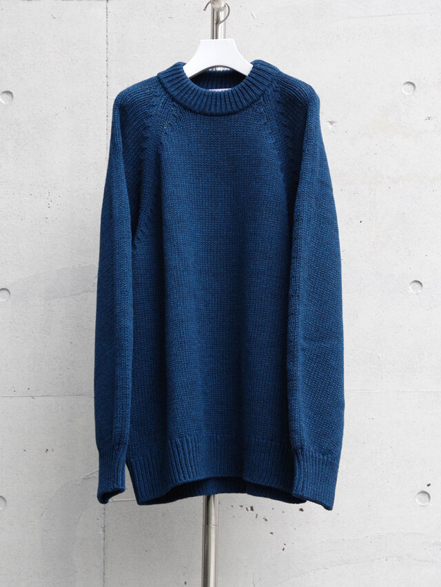 VOAAOV "SUPER FINE MERINO WOOL CREW KNIT" - BLUE