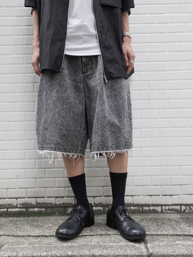 my beautiful landlet "PIGMENT PRINT WASHED DENIM SHORT PANTS" - BLACK