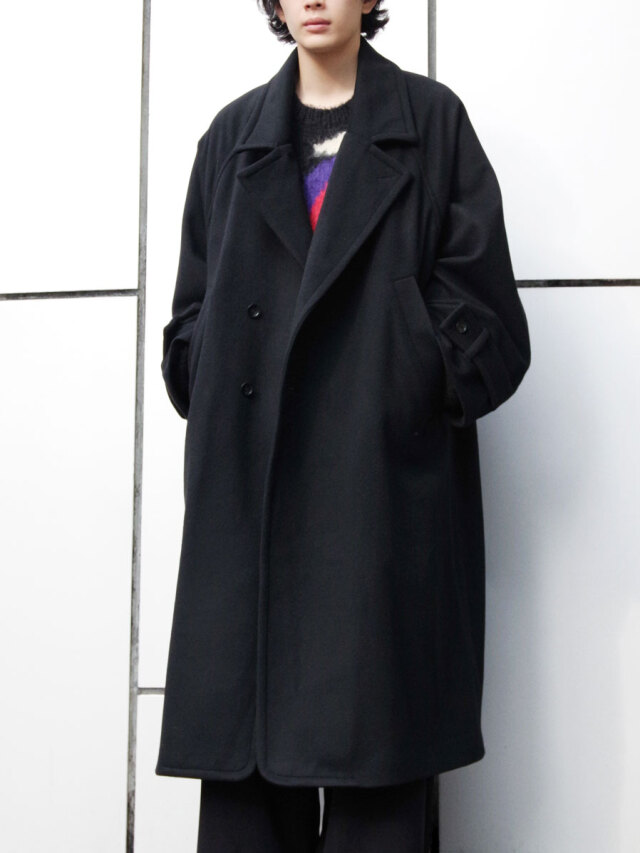 VOAAOV "S100 WOOL BEAVER DOUBLE LONG COAT" - BLACK