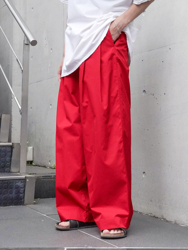 VOAAOV "BIO TWILL BELT WIDE PANTS" - RED