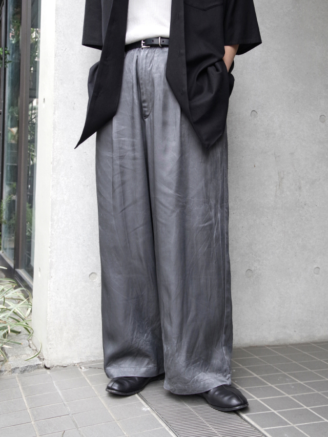 VOAAOV "PIGMENT CUPRO Tuck Wide Pants" - CHARCOAL