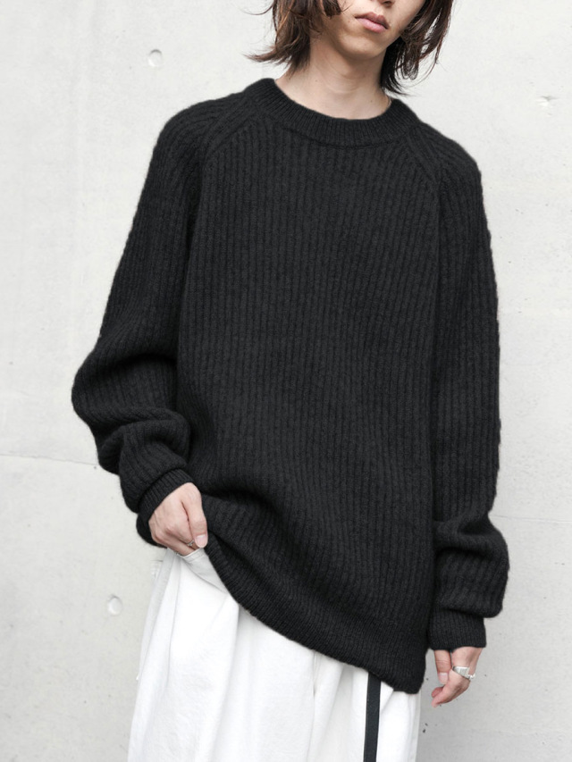 YOKO SAKAMOTO "YAK CREW NECK KNIT" - BLACK