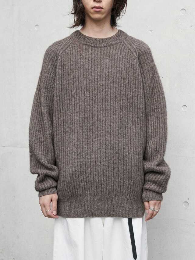 YOKO SAKAMOTO "YAK CREW NECK KNIT" - HEATHER BROWN